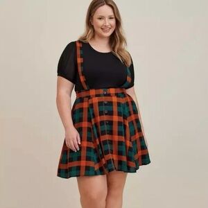 Torrid Orange Plaid Mini Challis Schoolgirl Skirtall Size 3X